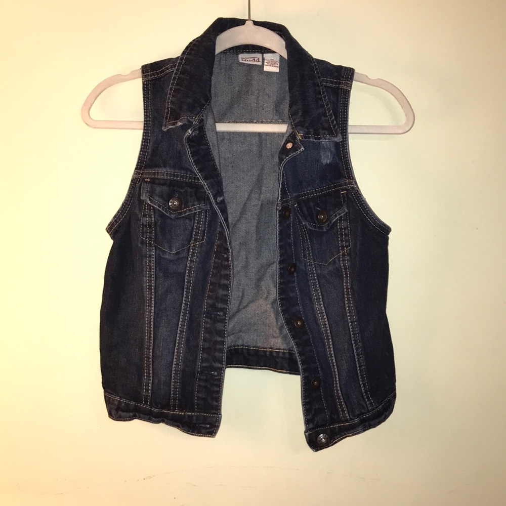 Distressed Dark Denim Vest